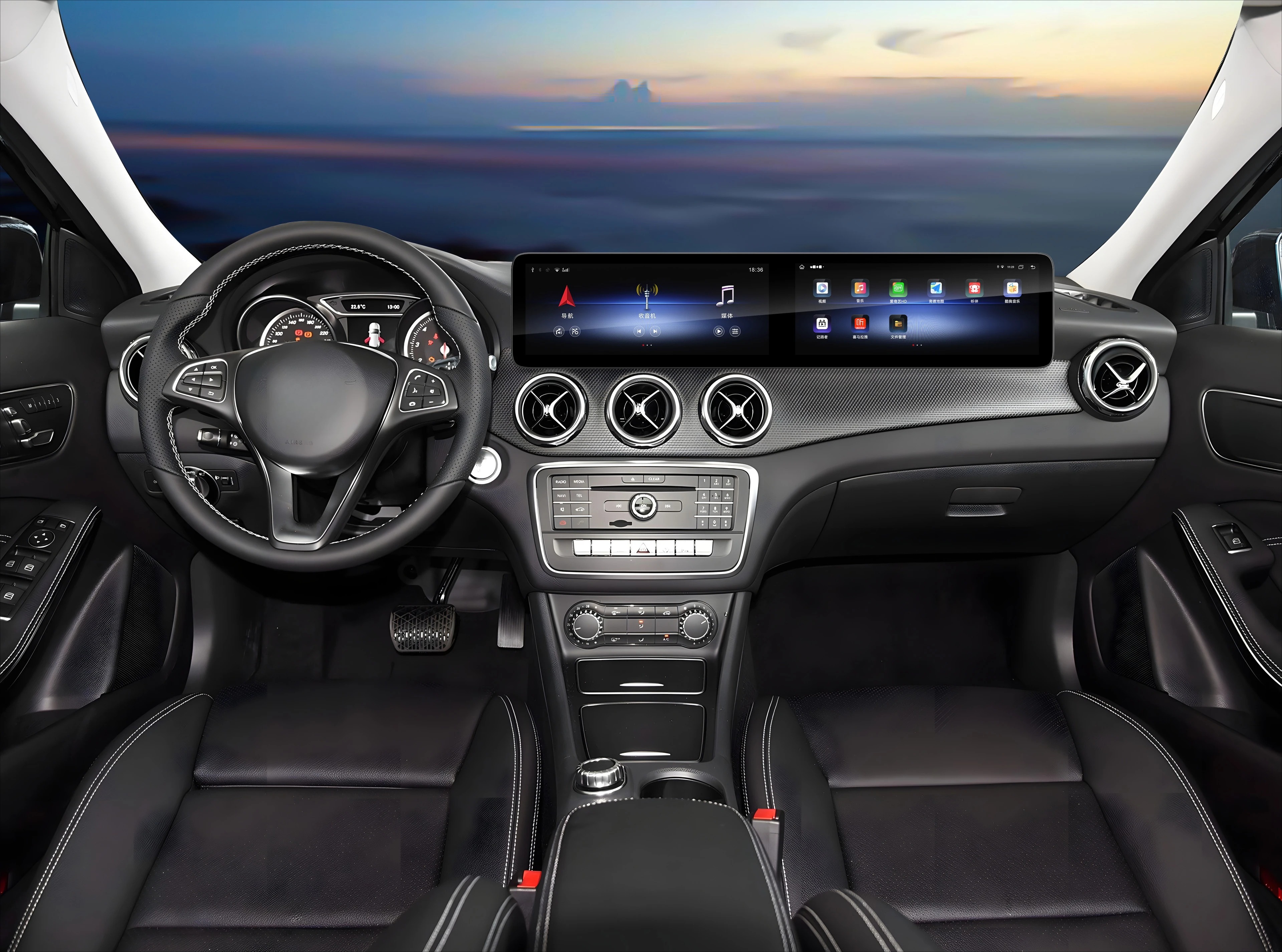 Factory Direct Sale 12.3 IPS Dual-Screen  Car Navigation Built-in 2DIN  CLA CarPlay Android USB/WiFi 1920x720